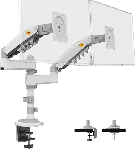 NB North Bayou Dual Monitor Mount, Monitor Arm Fits 2 Screens up to 27'' with Load Capacity 4.4~19.8lbs for Each Arm VESA 75/100mm H180-W