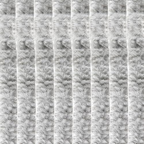 EXPLORER® Flauschvorhang 90x200 cm Wohnwagen Türvorhang für Wohnmobil/Balkontür Vorhang aus Chenille als Insektenvorhang Flausch Fliegenvorhang Camping Terrassen Tür Fliegenschutz Mittelgrau