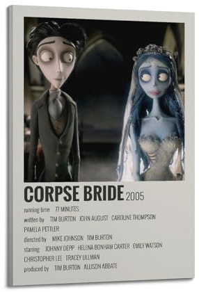 TESUXYEHH Animiertes Poster mit Aufschrift Corpse Bride Emily, dekoratives Gemälde, Leinwand, Wandposter und Kunstdruck, modernes Familienschlafzimmer, 40 x 60 cm