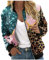 Fliegerjacke Damen Übergangsjacken Coat Blumenmuster Bomberjacke Bunt Blouson Hemdjacke Dünne Elegante Zipper Blusenjacke Damenbekleidung Sommer 90Er Pilotenjacke Jacken Rosa M