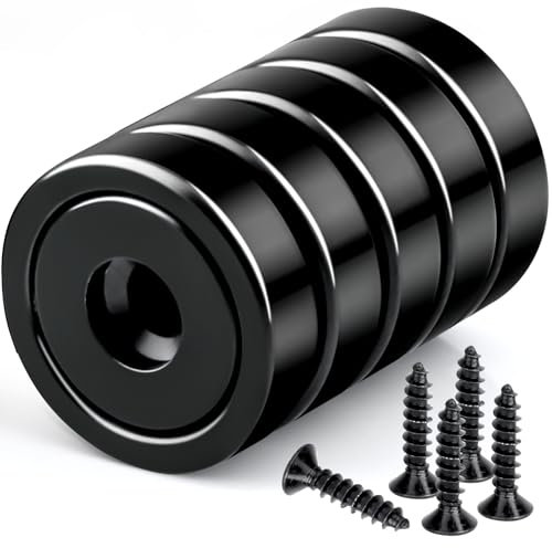 Neodym Magnete Extra Stark mit Loch 10kg,20mm Magnet zum Anschrauben Topfmagnet Magnete Extra Stark mit Schrauben für Werkstatteinrichtung Zubehör 5 Stück
