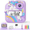Kids Camera Instant Print, 48MP&1080P Kids Digital Camera with Silicone Cover & 3 Rolls Print Paper DIY Pens & 32G Card, Christmas Birthday Gifts for 4 5 6 7 8 9 10 11 12 Years Old Girls Boys, Purple