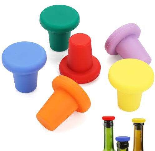 6 Pièces Bouchon Silicone Pour Bouteille De Vin, Bière, Champagne - Coloré, Étanche, Réutilisable Et Universel