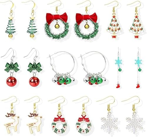 Weihnachten Ohrringe für Damen - Baumeln und Hängende Ohrringe Set - Weihnachtsdekorationen für Frauen und Mädchen