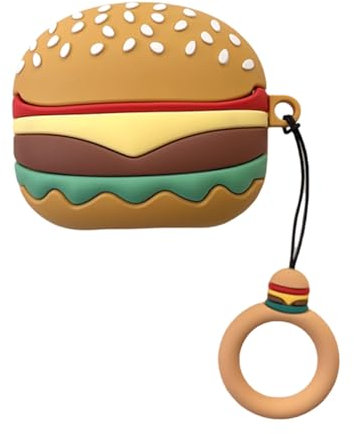 eglixu Cute New Headphone Cover for AirPods 4 with Ring,Funny Creative Hamburg Design Ear buds Protection Case for AirPods 4th Generation (2024) for Boys Girls Multicolor