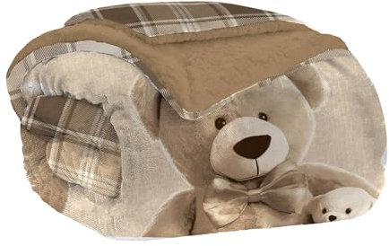 Home Tresor Coperta Plaid in Pile Invernale, Morbida e Calda, Finta Pelliccia Pelosa, Divano/Singola/Matrimoniale, Doppio Lato Flanella Sherpa - Due Piazze 230x200, Orsetti