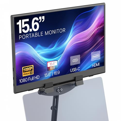 VIVO 15,6 Zoll tragbarer Monitor mit Bildschirmverlängerungshalter für Laptop, kompatibel mit Laptops bis zu 18,5 Zoll, schwarz, Stand-Pm01M