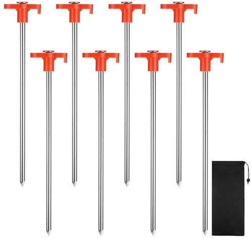 Meng Jiaran 15 Pack Heavy Duty Tent Pegs, Metal, Orange, Modern Style, Ideal for Hard Ground, Camping, Tents, Awnings, Tarpaulin