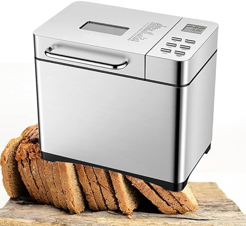 KJZQXYX Bread Maker Machine 17-in-1 Bread Machine, Dough Maker, Auto Nut Dispenser & Ceramic Pan, 2LB and 3 Loaf Sizes & 3 Crust Colors