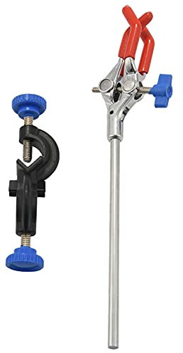 Cpolebev Labor Klemme 3 Stift Finger Kopf mit Gummi Beschichtung, Schwarzer Labor StäNder Clip