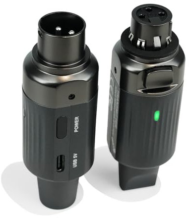AROMA Wireless XLR Microphone Audio Transmitter Receiver Rechargeable UHF Wireless Microphone System Stable Transmission for Dynamic Mics PA Mixer