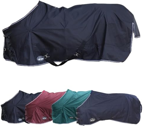Marengos - Regendecke 600D Comfort – Schwarz – 135cm | Pferdedecke mit Innenfutter – ideal als Weidedecke – wasserdicht & atmungsaktiv – Kreuzgurte, Gehfalten & Schweiflatz