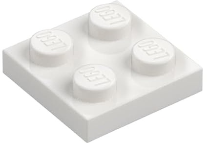 LEGO Building Plate, 2 x 2 Studs, Part 3022 (White, 100, Bricks)