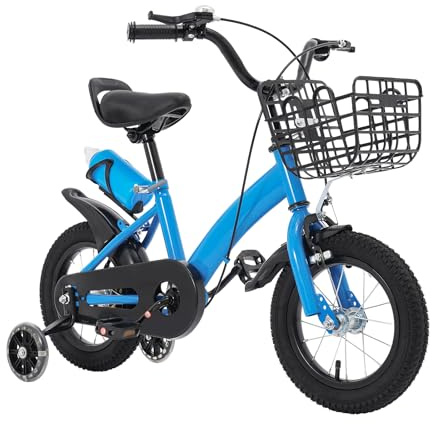 Linanty Kinderfahrrad für 2-5 Jährige, 12 Zoll, Kinderfahrrad für Jungen und Mädchen, mit Trinkflasche und Klingel, flexibel einstellbar, 60 kg Tragkraft, blau