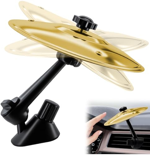 Yeria Platillos de Batería para Coche – Crash Cymbal Decoración de Ventilación – Divertido Accesorio de Mini Tambor para Coche – Regalo para Músicos, Hombres y Niños (dorado)