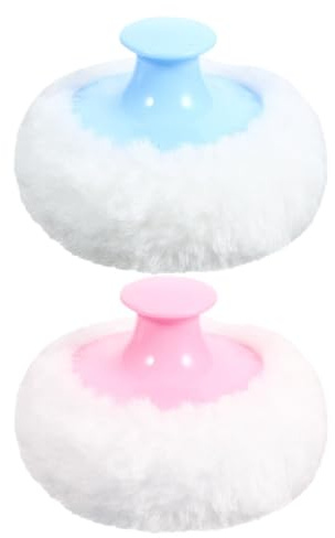 HEALSOPTHY 2 Stück Puderquasten 8cm Weiche Flauschige Kosmetikpuderquaste mit Griff Wiederverwendbar und Waschbar für Sanfte Babypflege und Präzises Auftragen von Körperpuder
