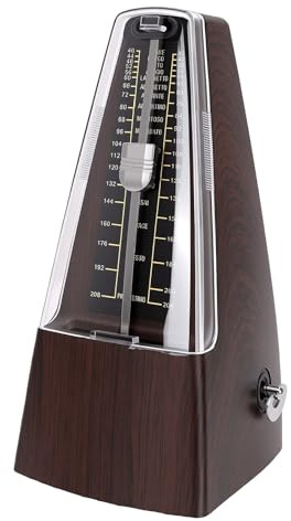 Ausla Mekanisk Metronom för Piano, Gitarr, Fiol, 40-208 BPM Justerbar Tempo med Valbara Taktslag, Klassisk Träådringsdesign för Musikers övning