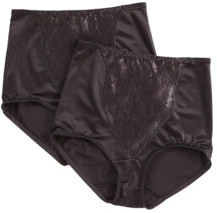 Bali womens Double Support Coordinate Light Control With Lace Tummy Dfx372 2-pack shapewear briefs, Black/Black, Large US