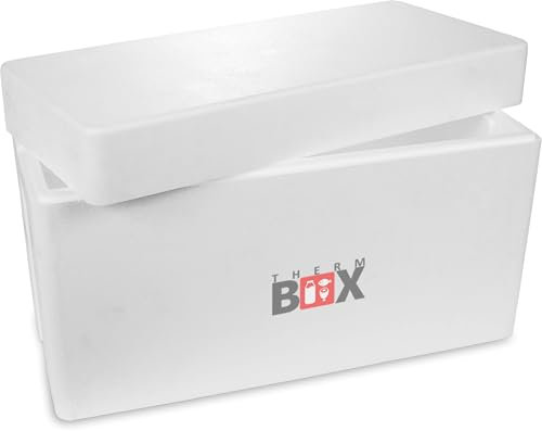 THERM BOX Caja de poliestireno 83 W, 78 x 36 x 46 cm, Pared 2,5 cm, Volumen 83 L, Caja térmica, Nevera y Calentador Reutilizable