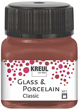 KREUL 16229 - Glass & Porcelain Classic cognac, im 20 ml Glas, brillante Glas- und Porzellanmalfarbe auf Wasserbasis, schnelltrocknend, deckend