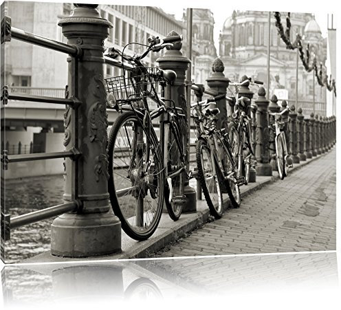 Pixxprint Fahrrad in Amsterdam, Größe: 120x80cm, Leinwandbild, fertig gespannt, Wandbild, Dekoration, Kunstdruck, kein Poster