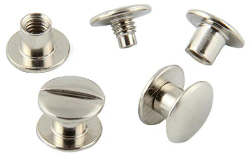 KLEBESHOP24 Buchschrauben vernickelt 8 mm, 20 Stück | Für Speisekarten, Musterbücher, Mappen, Alben und Bastelarbeiten