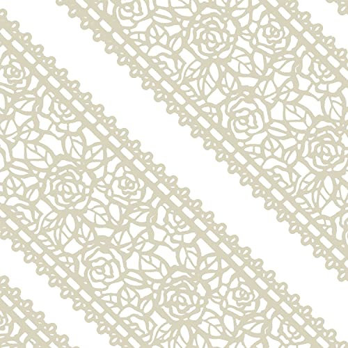 FUNSHOWCASE Lot de 10 feuilles de dentelle comestibles pour gâteau blanc ivoire rose prêt à l'emploi