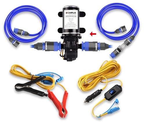 Camplux Pompa per acqua da 12 V, 6 l/min, 65 psi, sistema dell’acqua calda con gas ad alta pressione per caravan, barca