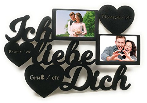Ich Liebe Dich Weil Geschenke mit Name und Text Gravur Wand Foto Bilderrahmen 3 Herzen Partner 10x15 cm Paar Pärchen für Männer Frauen Freund Freudin individuell personalisiert
