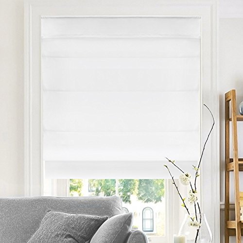 Chicology Roman Shades for Windows, Window Treatments, Roman Shades, Roman Window Shades, Room Darkening Shades, Window Shades, 36 W X 64 H, Belgian Snow (Privacy & Light Filtering)