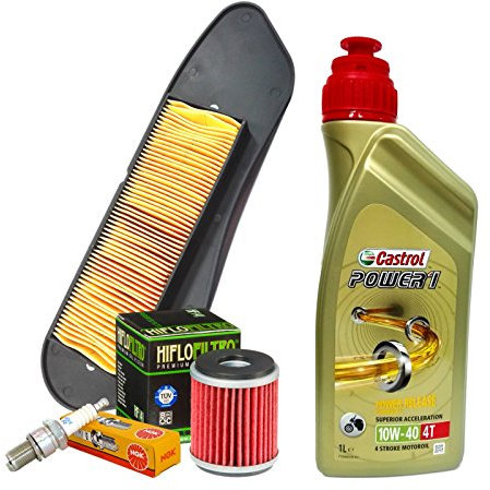 Kit de révision avec huile Castrol 10W40, filtre à huile et bougies pour Yamaha X-City/X-Max 125