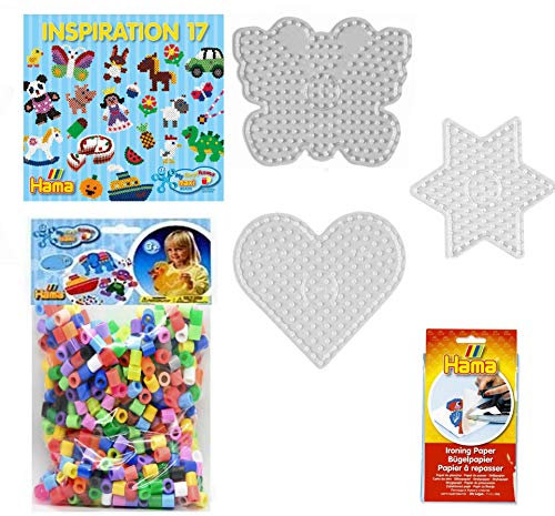 My First Hama Maxi Bügelperlen Starterset 4 - (3 Stiftplatten,600 Perlen,Vorlagenheft,Bügelpapier)