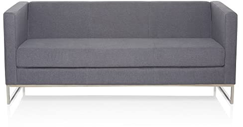hjh OFFICE 713503 Lounge Sofa Barbados Stoff Grau Moderne 3-Sitzer Couch für höchsten Sitzkomfort