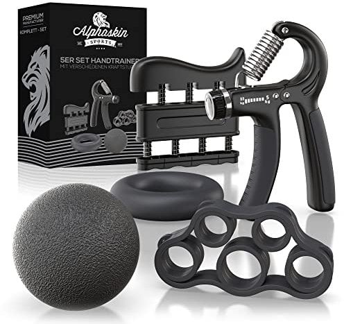 ALPHASKIN Premium Handtrainer I Verbessertes Konzept 2023 I 5er Set | Fingertrainer Griffkraft Trainer | Unterarmtrainer Fingerhantel Trainingsgerät Grip Fitness Krafttraining