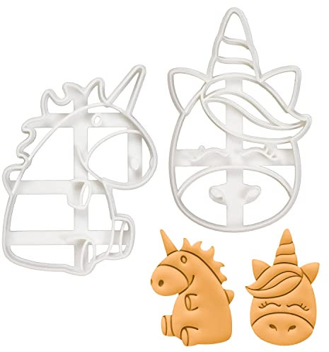 Satz von 2 süßes Einhorn Ausstechformen (Designs: Körper und Gesicht), 2 Tiel