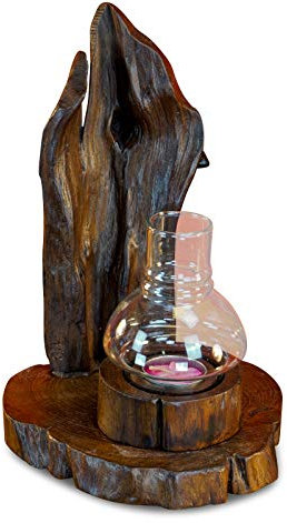 Kinaree Wurzelholz Windlicht - Teelichthalter aus Wurzelholz - 27cm Tischdeko, Gartendeko oder als Geschenk (Braun)