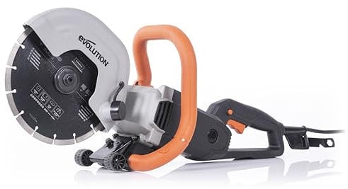 Evolution Power Tools R230DCT Disc Cutter, Concrete Saw, Cut Off Saw, For Cutting Concrete, Stone, Brick, Roof Tile & More - 2000W Motor, No Gas, 90 mm Cut, Incl Diamond Masonry Blade, 230V, 230mm