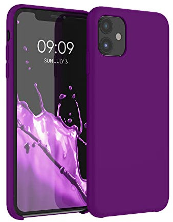 kwmobile Hülle kompatibel mit Apple iPhone 11 Hülle - Silikon Handy Case - Handyhülle weiche Oberfläche - kabelloses Laden - Neon Violett