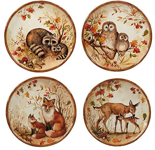 Certified International Pine Forest Salat-/Dessertteller, 21,6 cm, 4 Stück