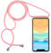 PuYu Zhe Crossbody Case Compatible for iPhone 7/8/SE 2020/SE2,Necklace Phone Cover,Clear Transparent TPU Silicone Shell with Adjustable Neck Cord Lanyard Strap-Pink