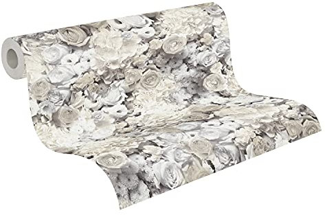 A.S. Création Trendwall 380083 38008-3 Papier peint intissé Motif floral Gris/noir/blanc 10,05 x 0,53 m