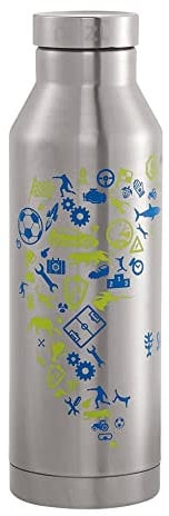 Step by Step Isolierte Edelstahl-Trinkflasche Blue & Yellow, blau-gelb, auslaufsicher, spülmaschinenfest, BPA-frei, für Schule, Kindergarten, heiße und kohlensäurehaltigen Getränke, 0,5L