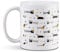 1 x 11oz (284ml) White Ceramic Mug Cup - Dachshund Sausage Dog Drawings Design for Coffee Tea Drinks Kitchen Birthday Office Fun #21806