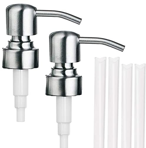 Seifenspender-Deckel, Edelstahl, Lotionspender, Pumpenkopf, Ersatzteil für Standard-Flaschen mit 28/400-Fadennacken, perfekt für Spülseife, Conditioner, Shampoo, 2 Stück