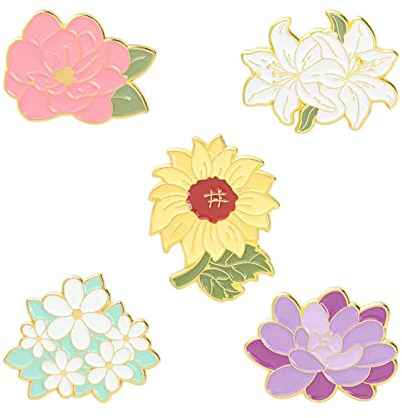 5pcs Cartoon Primavera Floreale Fiore Smalto Spille Colorate Peonia Girasole Giglio Daisy Spille Borsa Distintivi Donne Ragazze Pianta Gioielli