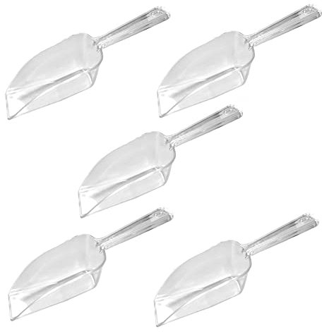 FSSTUD 5 Pcs Clear Plastic Kitchen Scoops Ice Shovel Scoops Sugar Scoops Sweet Scoops Candy Scoopers for Bar Party Wedding