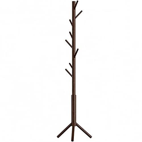 YMYNY Garderobenständer, Kleiderständer, Freistehende Garderobe, 8 Haken, 3 Verstellbare Höhen, für Bürokleidung, Schals, Handtaschen, Hüte, Braun, HCR001H