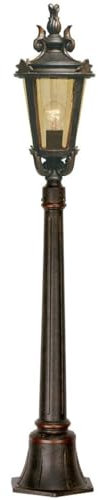 Casa Padrino Barock Gartenlaterne Antik Schwarz/Bronze/Bernstein Ø 22,5 x H. 117 cm - Elegante Außenstehleuchte - Nostalgische Außenbeleuchtung