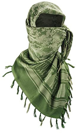 Luxns Militär Shemagh Taktische Wüstenschal - 100% Baumwolle Keffiyeh Schal für Männer und Frauen, Grün, Camouflage, Einheitsgröße
