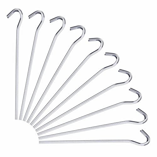 Picchetti per tenda extra resistenti in metallo zincato, resistenti alla ruggine, ganci per tenda leggeri, per campeggio, escursioni, giardino, gazebo e viaggi, confezione da 10 pezzi